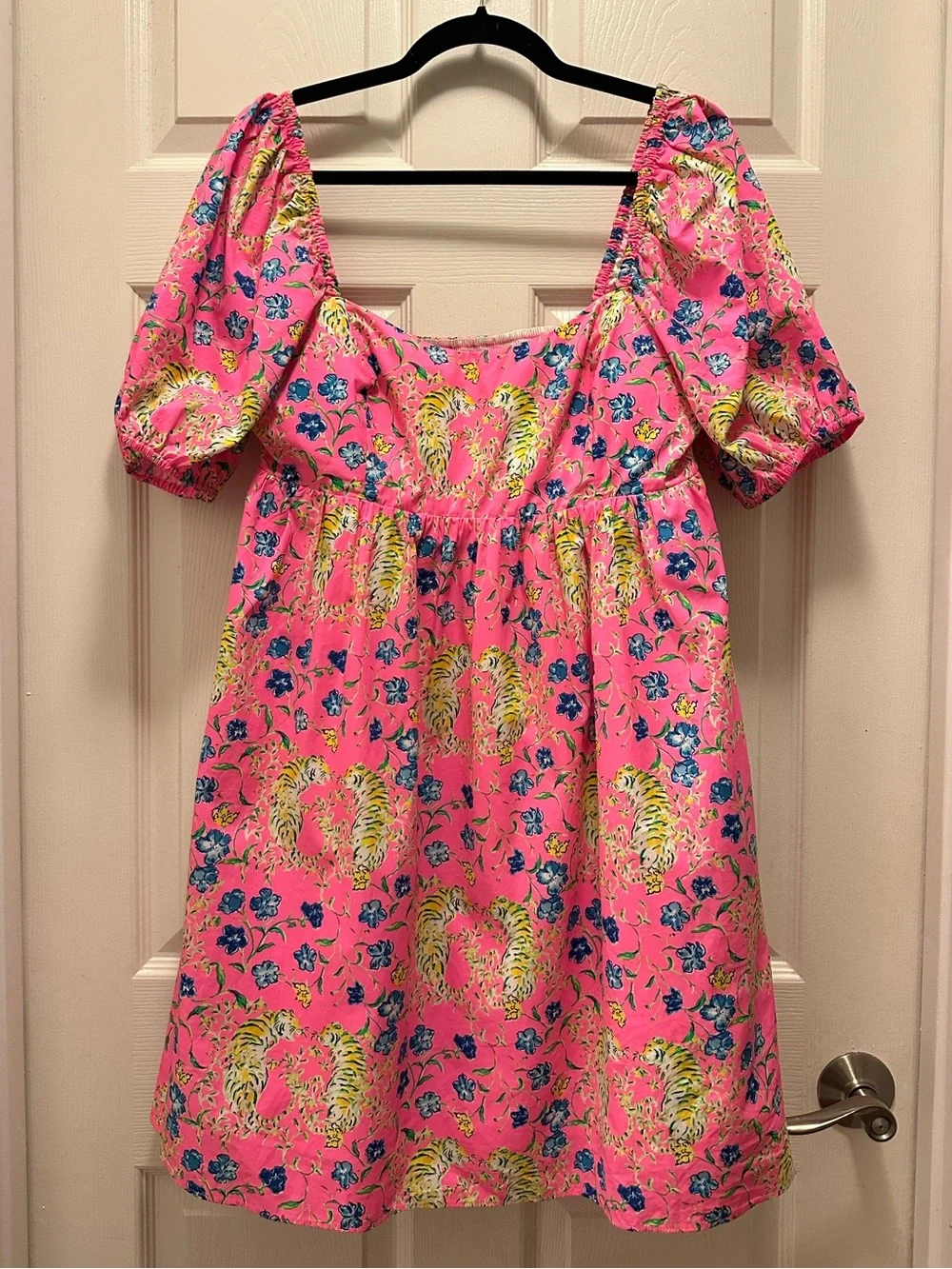 Lilly Pulitzer Kay Babydoll Dress in Prosecco Pink Tigress Garden - Picture 2 of 14